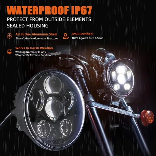 Miniatura 3 de SKTYANTS Faro delantero LED de 5 3/4 5.75 pulgadas para motocicleta, haz alto y bajo con cubeta de carcasa de 5.75 pulgadas compatible con FXWG