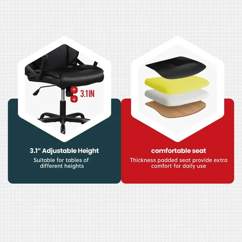 Miniatura 5 de Silla de oficina en casa, silla ergonómica de escritorio de piel sintética, silla ejecutiva giratoria con respaldo medio, silla de computadora
