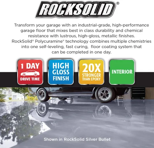 Miniatura 4 de Kit de piso para cochera de aspecto metálico de bala de plata Rust-Oleum RockSolid., Paquete de 1