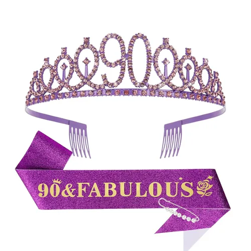 Miniatura 33 de Casoty Juego de diadema y tiara de 40 y fabuloso, oro rosa, para decoraciones de cumpleaños de 40 años, regalos para mujeres, decoraciones de fiesta