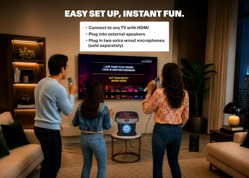 Miniatura 5 de Singing Machine Platinum Plus - Sistema de karaoke todo en uno con 2 micrófonos inalámbricos, Bluetooth/WiFi, altavoz de sonido portátil premium