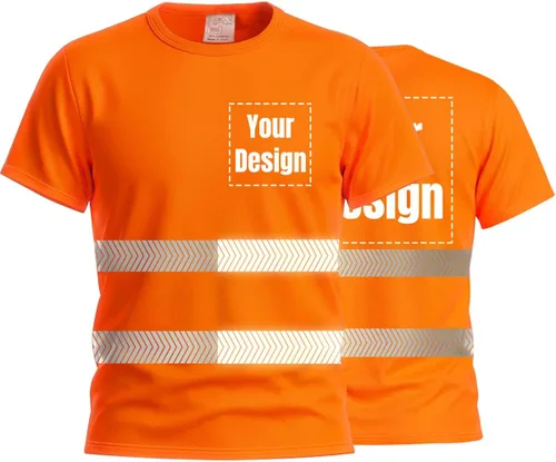 Miniatura 36 de Camiseta Hi Vis con tira reflectante de alta visibilidad, camisetas de seguridad personalizadas para tu logotipo, camisas de trabajo al aire libre