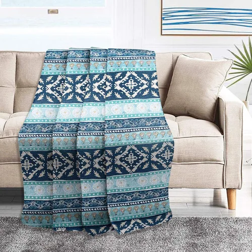 Miniatura 10 de NEWLAKE - Manta acolchada para cama, sofá y sillón, diseño floral europeo hermoso, 60X78 Pulgadas Naranja/Azul