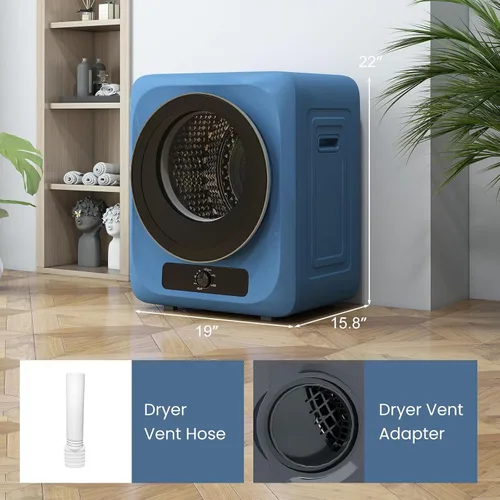 Miniatura 6 de Auertech Secadora de ropa portátil de 1.5 pies cúbicos, secadora eléctrica de carga frontal de 850 W con tambor de acero inoxidable, perilla
