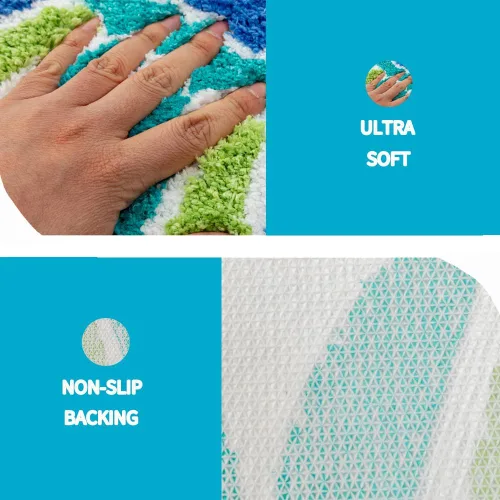 Miniatura 4 de Bonita alfombra de baño de sirena, divertida alfombra de baño con forma de cola de pez océano azul, escamas de sirena, para baño, antideslizante