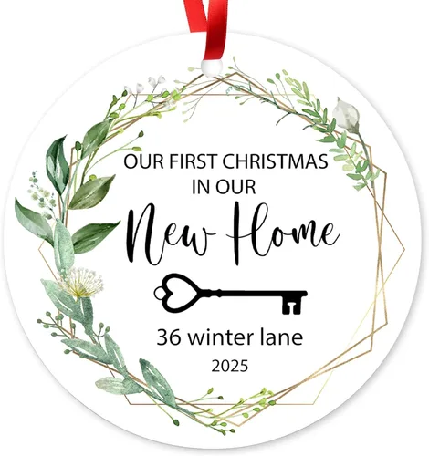 Miniatura 11 de Adorno personalizado para la primera Navidad en nuestro nuevo hogar 2025, adorno de Navidad de dirección de casa nueva, regalos de inauguración