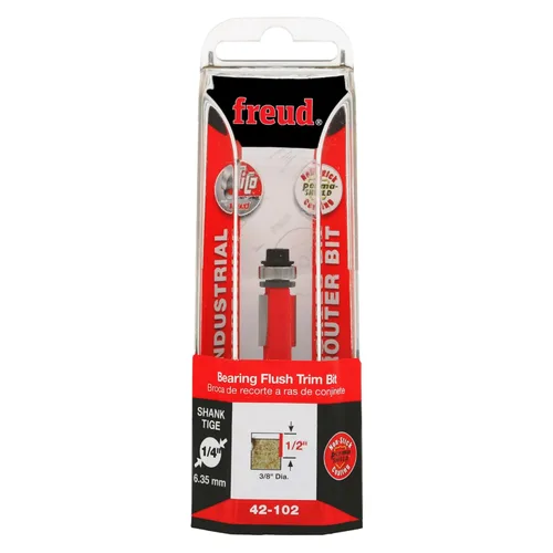 Miniatura 2 de Freud 42-102: 3/8" (diámetro) Rodamiento Embellecedor Broca con vástago de 1/4", longitud total de 2-5/16