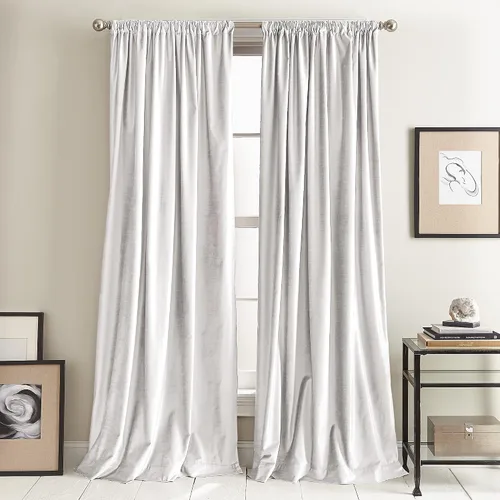 Miniatura 11 de Cortinas DKNY Modernas con Nudos de Terciopelo Forrado, Paneles Pares, 108", Carbón Gris antracita