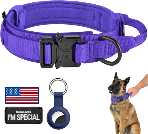 Miniatura 36 de DAGANXI Collar táctico para perro, collar ajustable de nailon para entrenamiento militar con asa de control y hebilla de metal pesado para perros
