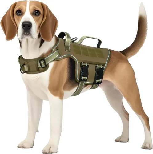 Miniatura 22 de Arnés para perros grandes resistente, arnés táctico sin tirones para perro con sistema Molle, chaleco para perro de servicio fácil de poner y Negro