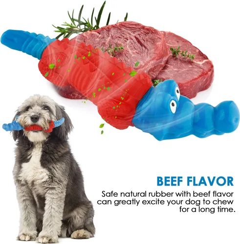 Miniatura 6 de petizer Juguetes masticables para perros que no chirrian para masticadores agresivos, juguete resistente de nailon y goma para perros con sabor a