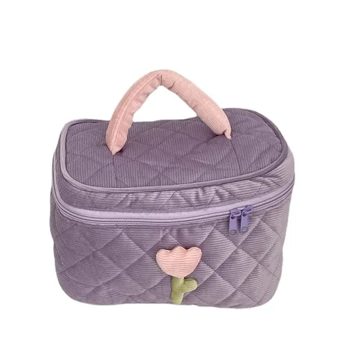 Miniatura 12 de Bolsa de maquillaje floral kawaii, bolsa para cosméticos y cosméticos, bolsa de viaje estética, organizadora de bolsa de aseo acolchada de hadas