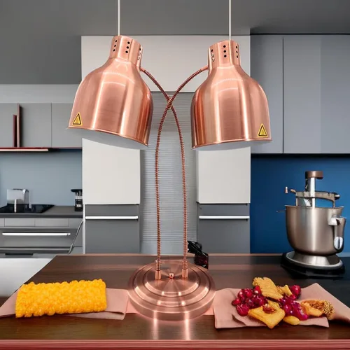 Miniatura 6 de Lámpara de calor de alimentos de doble cabezal con bombilla de 500 W, calentador de alimentos, lámpara de calefacción infrarroja, encimera