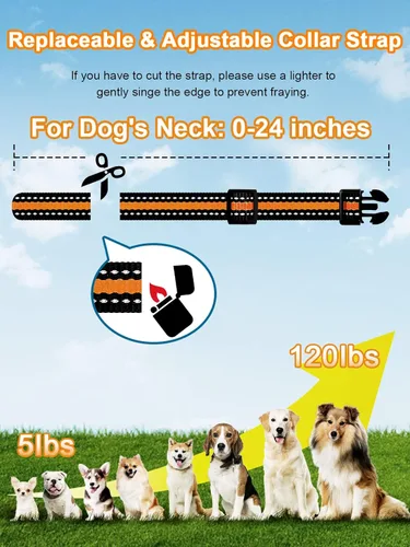 Miniatura 6 de Bousnic Collar de choque para perro, 2 perros (5-120 libras) – Collar de entrenamiento impermeable de 3300 pies para perros grandes, medianos