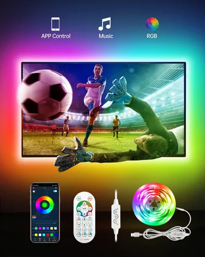 Miniatura 11 de Daymeet Retroiluminación LED para TV, 9.8 pies para TV detrás de TV de 32-60 pulgadas, luces LED para monitor, retroiluminación RGB, tira de luz