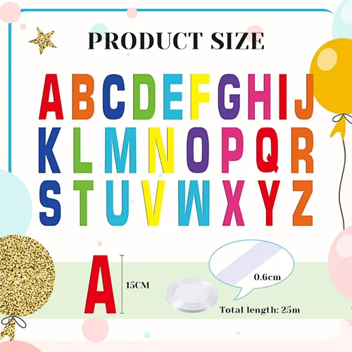 Miniatura 2 de Kit de 78 piezas de pancartas con purpurina de 6 pulgadas, paquete de letras reutilizables con cinta blanca para cumpleaños, boda, ducha, fiesta