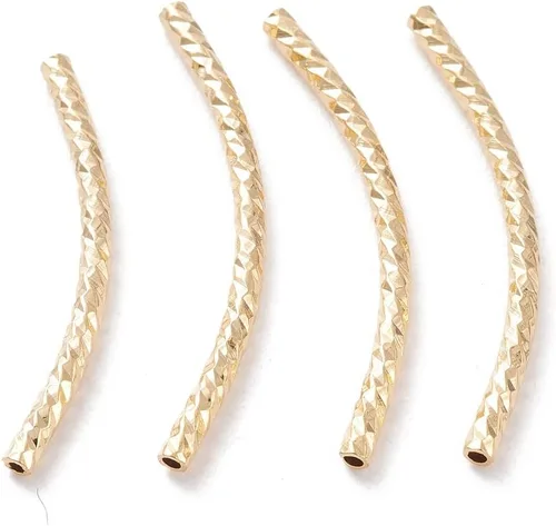 Miniatura 8 de Cheriswelry 20 cuentas de tubo de latón curvo de 0.787 pulgadas 925 chapadas en plata de ley 925, cuentas de tubo de fideos de metal, cuentas