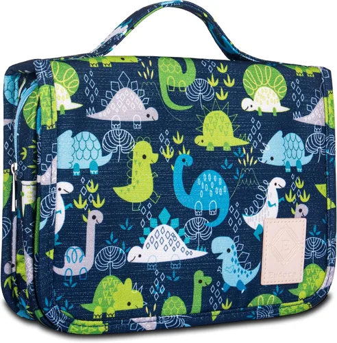 Eudora Neceser colgante de viaje para niños, organizador de viaje impermeable, lindo dinosaurio serpiente dibujos animados cosméticos bolsa de baño