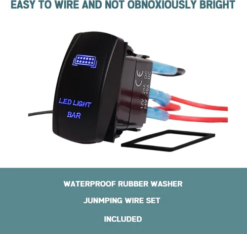 Miniatura 3 de Xislet Barra de Luces LED e Interruptores Basculantes de Luz Trasera de 5 Pines Láser de Encendido/Apagado con Set de Cables Puente Compatible