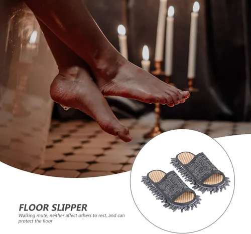 Miniatura 16 de Zapatillas de limpieza de pisos de microfibra, zapatos lavables para limpiar el polvo, zapatos de trapeador desmontables para limpieza de pisos