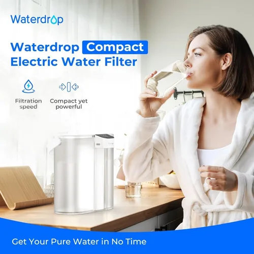Miniatura 2 de Waterdrop ED02W - Jarra eléctrica compacta con filtro de agua, dispensador potente instantáneo recargable de 200 galones, NSF/ANSI 42, 53, 401