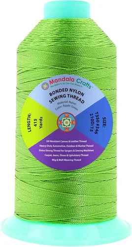 Miniatura 108 de Mandala Crafts - Hilo de nailon para coser cuero, tapicería, mezclilla y para trenzar el pelo; resistente, 1500 yardas, tamaño 69 T70 Marrón
