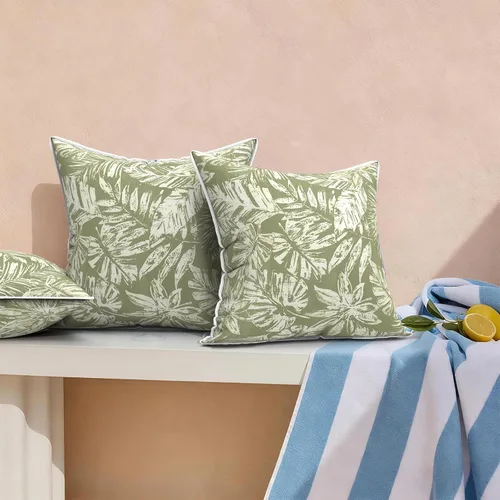 Miniatura 464 de Juego de 2 almohadas para exteriores de 16 x 16 pulgadas, repelentes al agua con interiores, para muebles de patio, hogar, jardín, geometría bohemia
