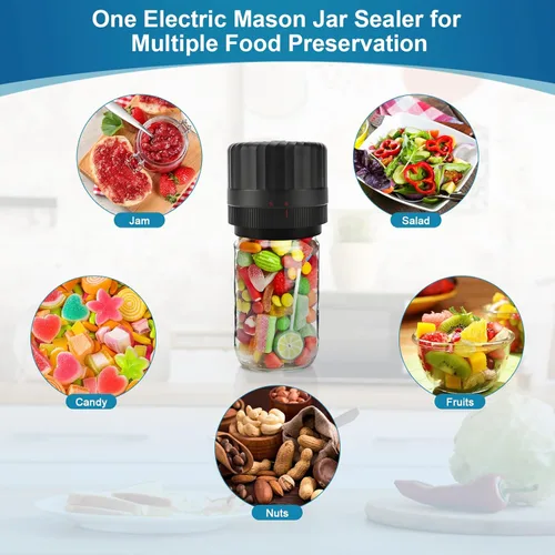 Miniatura 6 de Sellador al aspiradora eléctrico para tarros de albañil, Kit automático de sellado al vacío para tarros de albañil de boca ancha y regular, VP06+