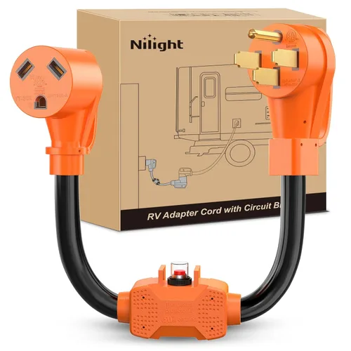 Miniatura 18 de Nilight - 50033R Adaptador de enchufe RV de 18 pulgadas, 50 amperios a 30 amperios, adaptador eléctrico de Dogbone de alta resistencia con mango 115G