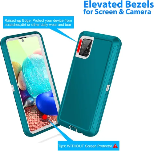 Miniatura 5 de Jelanry - Carcasa resistente para Samsung Galaxy A71 5G, color menta/blanco Dual-layer Shockproof Protective Hard Back Cover, anti-dust scratch