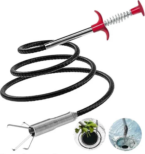 Miniatura 10 de Serpiente de Drenaje, Garra Flexible de Agarre de 61 Pulgadas, Herramienta de Alcance de Recogida, Removedor de Obstrucciones de Drenaje