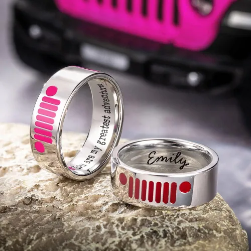 Miniatura 2 de Anillo JeepGrill con nombre personalizado para hombres y mujeres, unisex, anillo de pareja, regalo de joyería personalizado para niña