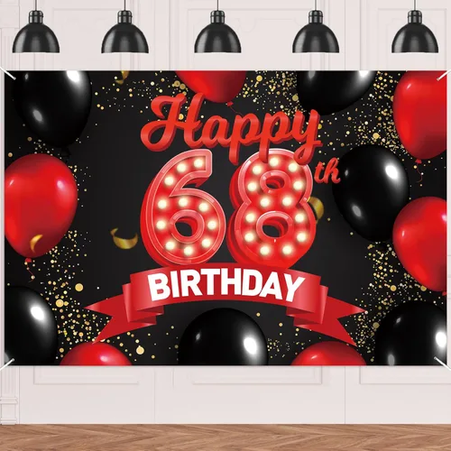 Miniatura 90 de Cartel de feliz cumpleaños 15 color rojo y negro, decoración temática de globos para niñas y mujeres, princesas de 15 años, fiesta de cumpleaños