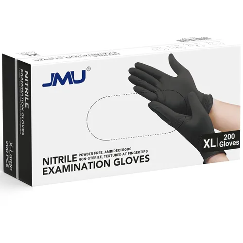 Miniatura 44 de JMU Guantes negros de nitrilo a granel mediano, caja de 1200, 3.5 mil, sin látex sin polvo