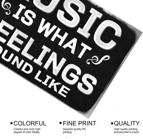 Miniatura 4 de EMOHAT Cartel de pared de metal para decoración de pared, letrero musical "Is What Feelings" Sound Like de aluminio, decoración de pared, hogar