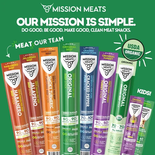 Miniatura 8 de Palitos de carne Mission Meats – 100% alimentados con pasto y criados en pasto, sin azúcar, envoltos individualmente, refrigerios saludables, aptos