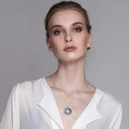 Miniatura 63 de Collares de cristal para mujer, regalos para aniversario de esposa, regalos de cumpleaños para mujeres, collar de zafiro azul con la frase "I Love