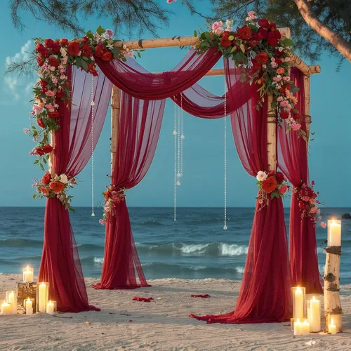 Miniatura 39 de Tela drapeada para arco de boda de 28 x 19 pies, telón de fondo de tela de gasa transparente, 1 panel de cortinas de rosa polvorienta para Cortina