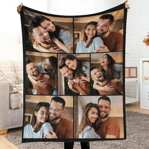 Miniatura 13 de Manta personalizada con foto, manta de felpa con foto personalizada, manta de texto personalizada para novia, novio, esposa, esposo, regalos