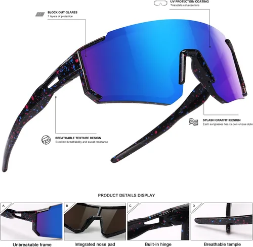 Miniatura 5 de SEKKAF Gafas de sol de béisbol juveniles para niños, gafas de sol deportivas para niños y niñas, gafas de softbol para ciclismo, protección UV400