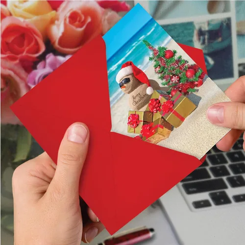Miniatura 6 de The Best Card Company Paquete de 12 tarjetas de Navidad con sobres, humor navideño para hombres y mujeres (1 diseño, 12 tarjetas) – Playa tropical
