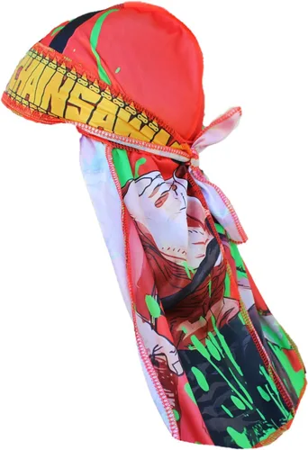 Miniatura 2 de Design Durag - Rag de satén sedoso de cola larga de anime con diseño de gorra ondulada transpirable y elegante, color verde