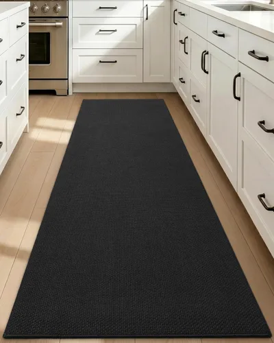 Miniatura 36 de Color&Geometry - 2 alfombras y tapetes de cocina antideslizantes, lavables, absorbentes, fáciles de limpiar, tapetes de cocina para frente del Gris