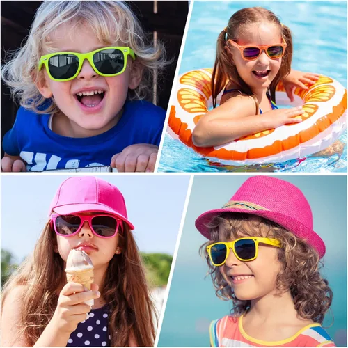 Miniatura 6 de MIAHART Gafas de sol para niños, colores neón, recuerdos de fiesta para niños y niñas, verano, playa, piscina, cumpleaños, graduación, regalos