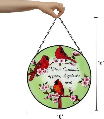 Miniatura 6 de Atrapasoles para colgar vidrieras de 10 pulgadas con panel de vidrio hecho a mano, decoración de ventana, regalo para mamá y abuela