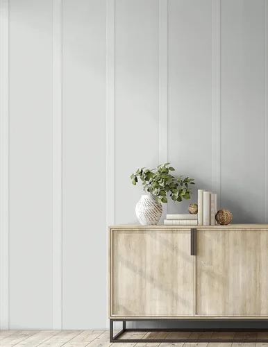 Miniatura 6 de NextWall - Papel pintado de imitación de tabla y listón para despegar y pegar con vinilo (Gris Ártico)