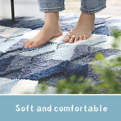 Miniatura 2 de Tiita Tapete para interiores, parte trasera de goma antideslizante, absorbente, tapete de baño, tapete de piso para entrada (20 x 32 pulgadas, azul)