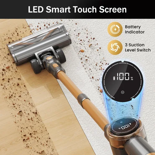 Miniatura 6 de Aspiradora Inalámbrica, Aspiradora de Mano Ligera 10 en 1 con 45 minutos de tiempo de funcionamiento, Potente Succión, Pantalla Táctil LED
