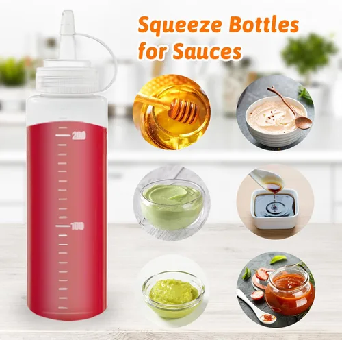 Miniatura 10 de Paquete de 12 botellas de plástico de 8 onzas líquidas multiusos para ketchup, condimentos, salsa barbacoa, aderezo, barbacoa, parrilla