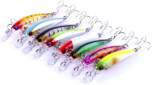 8 señuelos 3D Minnow Deep Diver Señuelo 7CM cebos duros Swimbaits 3.8GTarget Bass, Walleye, trucha y otras especies en agua dulce o salada